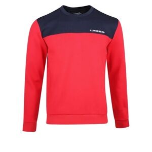 NWT J. Lindeberg Jeff Crew Neck Sweatshirt Red & Blue L